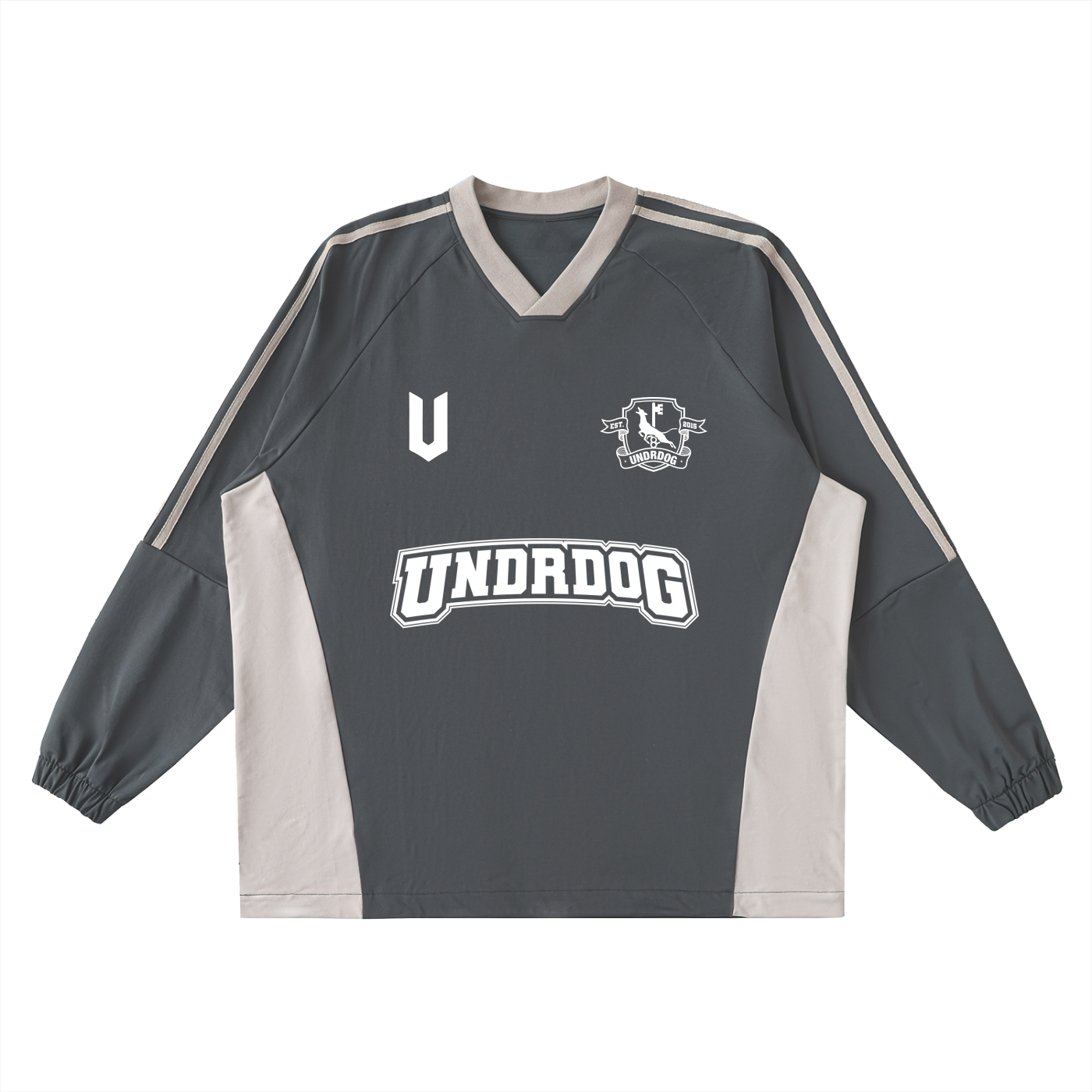 Color-Block V-Neck Long-Sleeve T-Shirt