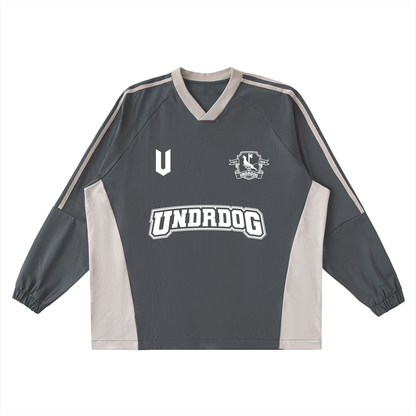 Color-Block V-Neck Long-Sleeve T-Shirt